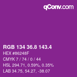 カラーコード: RGB 134 36.8 143.4 | qconv.com