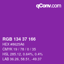 Color code: RGB 134 37 166 | qconv.com
