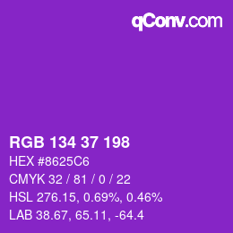 Color code: RGB 134 37 198 | qconv.com