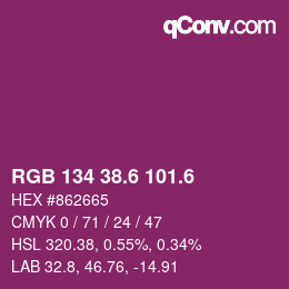 カラーコード: RGB 134 38.6 101.6 | qconv.com