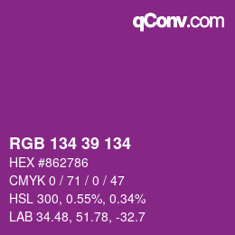 Color code: RGB 134 39 134 | qconv.com