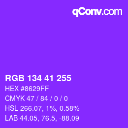 Color code: RGB 134 41 255 | qconv.com