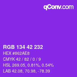 Color code: RGB 134 42 232 | qconv.com