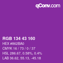 Color code: RGB 134 43 160 | qconv.com