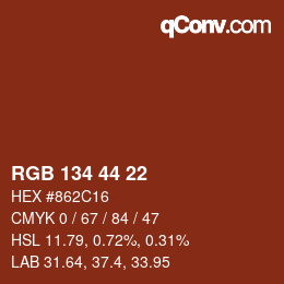 Código de color: RGB 134 44 22 | qconv.com