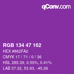 Color code: RGB 134 47 162 | qconv.com