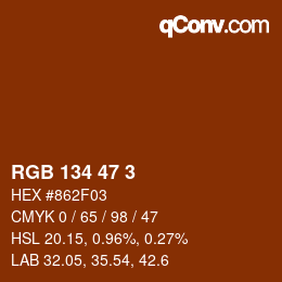 Color code: RGB 134 47 3 | qconv.com
