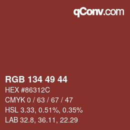Code couleur: RGB 134 49 44 | qconv.com