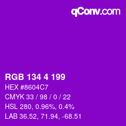 Color code: RGB 134 4 199 | qconv.com