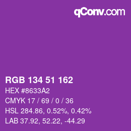 Color code: RGB 134 51 162 | qconv.com