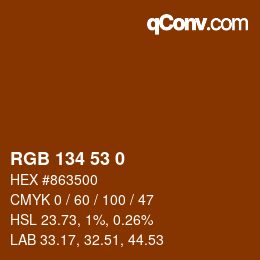 Color code: RGB 134 53 0 | qconv.com