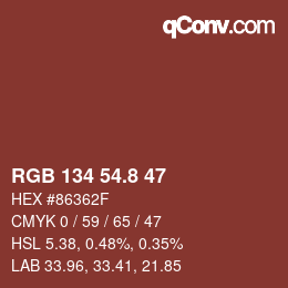 Color code: RGB 134 54.8 47 | qconv.com