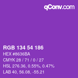 Color code: RGB 134 54 186 | qconv.com