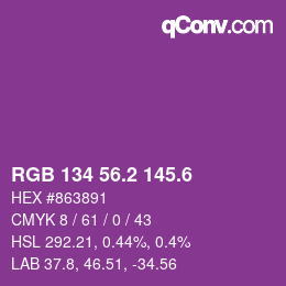 カラーコード: RGB 134 56.2 145.6 | qconv.com