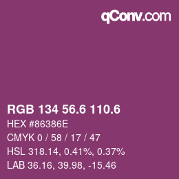 カラーコード: RGB 134 56.6 110.6 | qconv.com