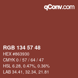 Farbcode: RGB 134 57 48 | qconv.com