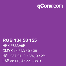 Color code: RGB 134 58 155 | qconv.com