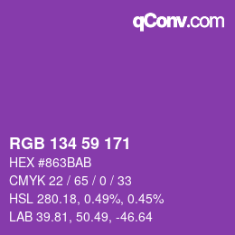 颜色代码: RGB 134 59 171 | qconv.com