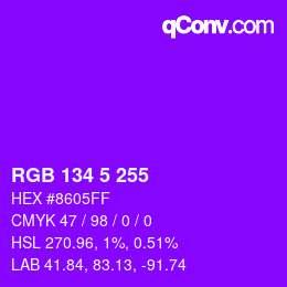 Color code: RGB 134 5 255 | qconv.com