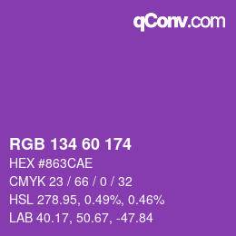 颜色代码: RGB 134 60 174 | qconv.com