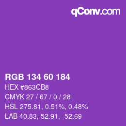 Color code: RGB 134 60 184 | qconv.com
