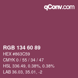 カラーコード: RGB 134 60 89 | qconv.com