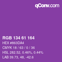 颜色代码: RGB 134 61 164 | qconv.com