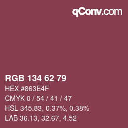 Farbcode: RGB 134 62 79 | qconv.com