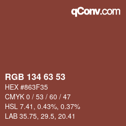 カラーコード: RGB 134 63 53 | qconv.com