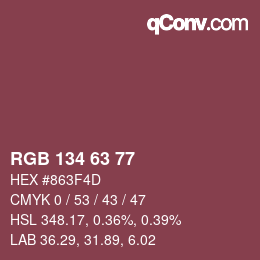 Code couleur: RGB 134 63 77 | qconv.com