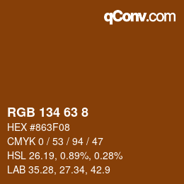 Color code: RGB 134 63 8 | qconv.com
