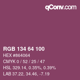 Color code: RGB 134 64 100 | qconv.com