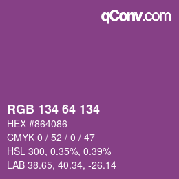 Color code: RGB 134 64 134 | qconv.com