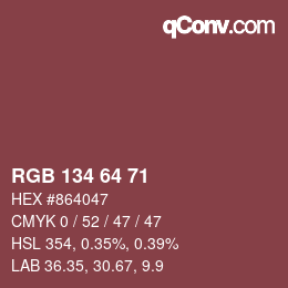 Color code: RGB 134 64 71 | qconv.com