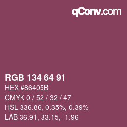 Color code: RGB 134 64 91 | qconv.com