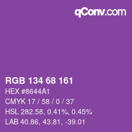 Farbcode: RGB 134 68 161 | qconv.com