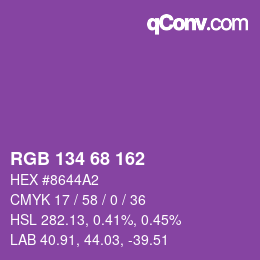 Farbcode: RGB 134 68 162 | qconv.com