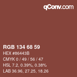 Color code: RGB 134 68 59 | qconv.com
