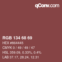 Color code: RGB 134 68 69 | qconv.com