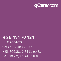 Color code: RGB 134 70 124 | qconv.com