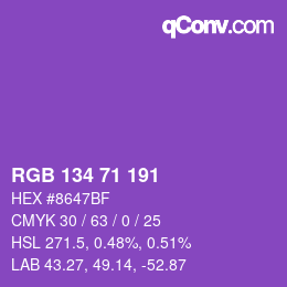 Color code: RGB 134 71 191 | qconv.com