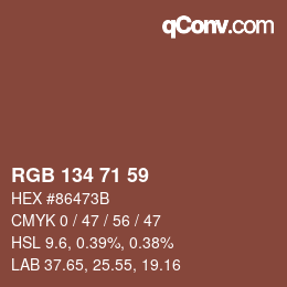 Color code: RGB 134 71 59 | qconv.com