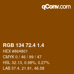 カラーコード: RGB 134 72.4 1.4 | qconv.com
