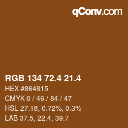 カラーコード: RGB 134 72.4 21.4 | qconv.com
