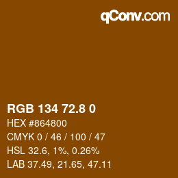 Color code: RGB 134 72.8 0 | qconv.com