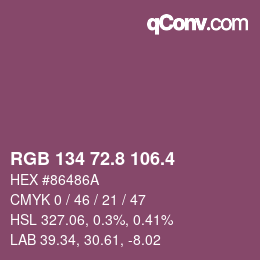 カラーコード: RGB 134 72.8 106.4 | qconv.com