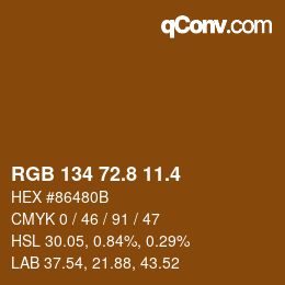 カラーコード: RGB 134 72.8 11.4 | qconv.com