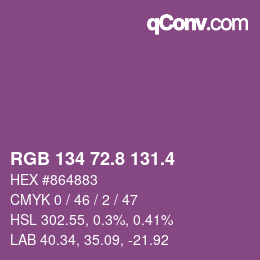 カラーコード: RGB 134 72.8 131.4 | qconv.com