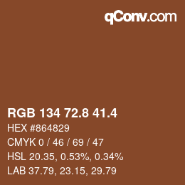 カラーコード: RGB 134 72.8 41.4 | qconv.com