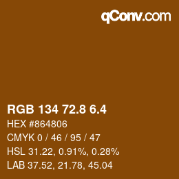 カラーコード: RGB 134 72.8 6.4 | qconv.com